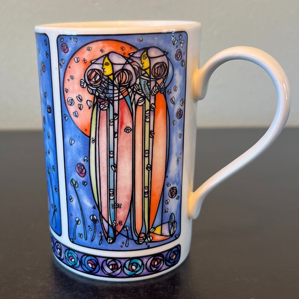 Vintage Dunoon Charles Rennie Mackintosh Art Nouveau Stoneware Mug Scotland 10oz